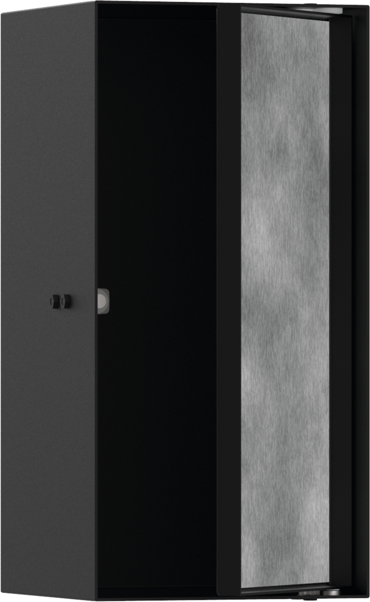 Настенный короб HANSGROHE XtraStoris Rock 56088670 с открытой рамой 300 мм х 150 мм х 140 мм, с дверью для облицовки плиткой, матовый чёрный