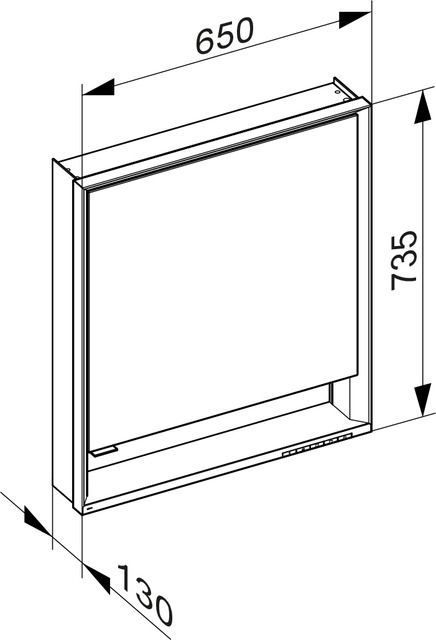 Левый зеркальный шкаф с подсветкой и подогревом для настенного монтажа KEUCO Royal Lumos 14321 171204 130х650х735 мм, 1 дверца, петли слева, цвет Алюминий серебристый анодированный