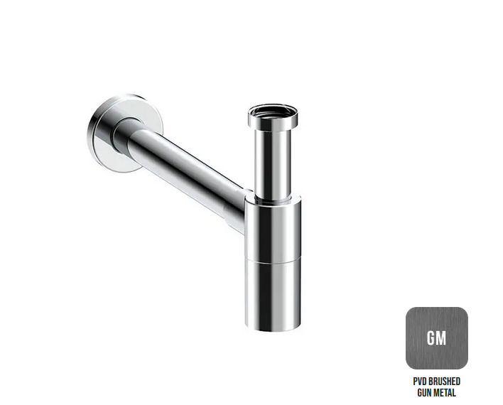 Сифон для раковины цилиндрический ALMAR WASH BASIN E096002.GM из латуни, цвет Gun Metal