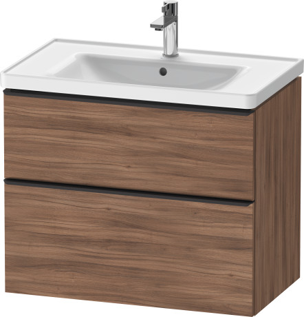 Тумба подвесная под раковину DURAVIT D-Neo DE435507979 784 мм х 452 мм, с выдвижным ящиком и выдвижным отделением, орех натуральный