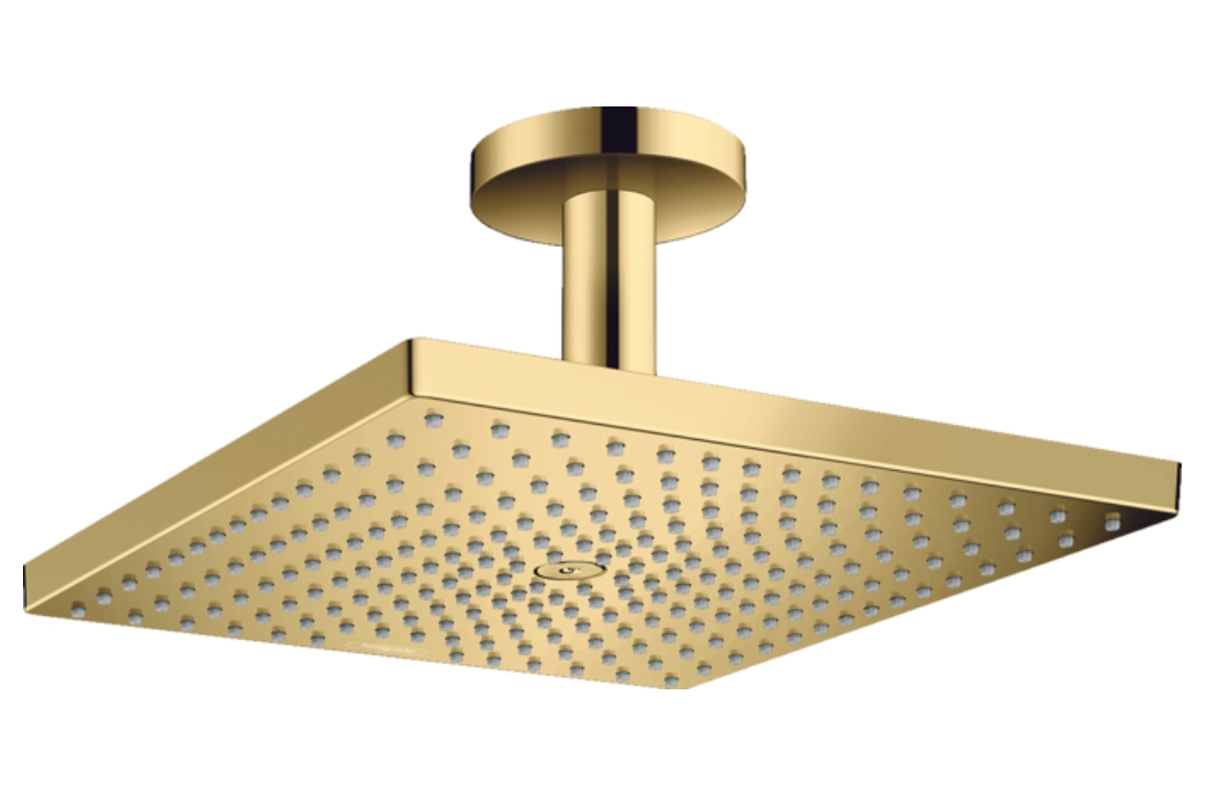 Верхний душ квадратный с потолочным держателем HANSGROHE Raindance Е 26250990 300, 1jet, цвет Полированное золото