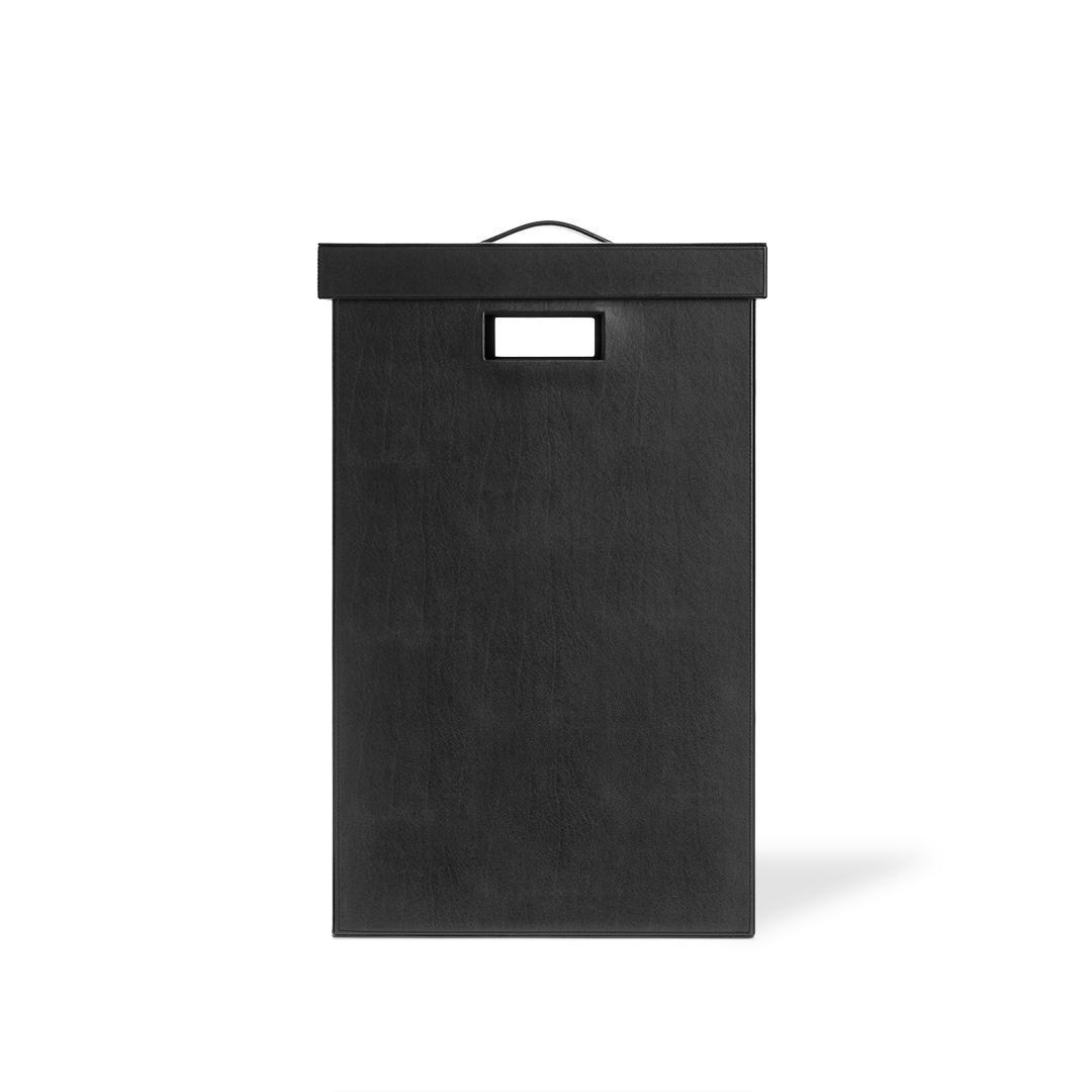 Корзина для белья напольная, с крышкой DECOR WALTHER  Brownie WB   0924960  60,5 X 38,5 X 38,5 см, имитация кожи, цвет: черный матовый