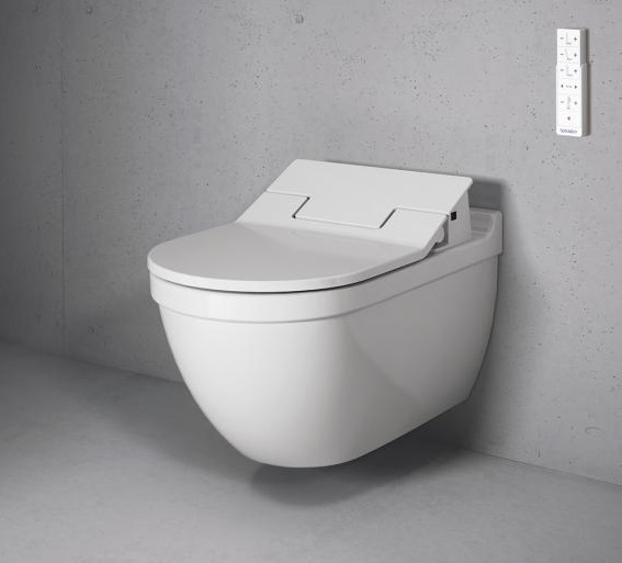 Унитаз подвесной Duravit Starck 3 22265900001 с вертикальным смывом, для крышки - биде SensoWash, c покрытием WonderGliss, белый