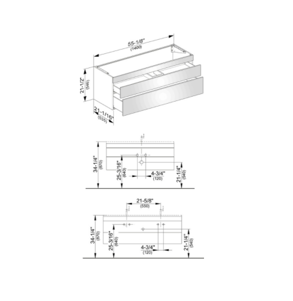 Тумба подвесная под раковину KEUCO EDITION 11 31561 210000 с двумя выдвижными ящиками, корпус/фасад глянцевый лак, белая