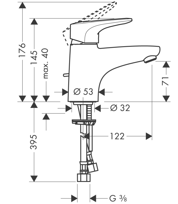 Смеситель для раковины Hansgrohe Metropol E 14070000 Хром (изделие снято с производства)