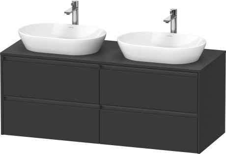 Тумба подвесная под две раковины DURAVIT KETHO.2  K24898B80800000 550 мм х 1400 мм х 568 мм, 4 выдвижных ящика, графит суперматовый