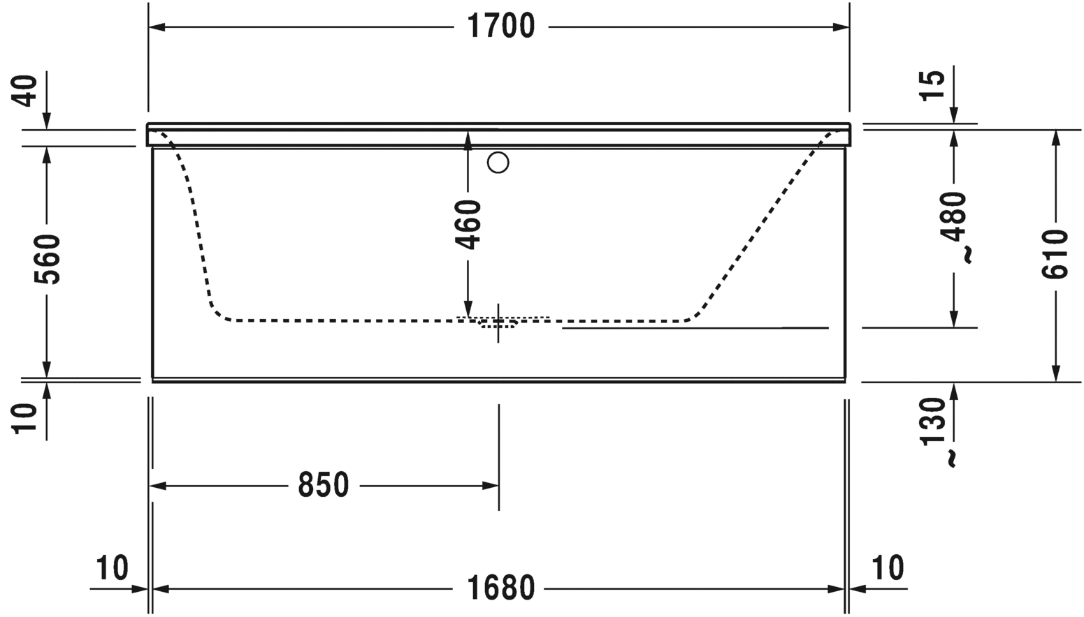 Акриловая ванна Duravit P3 Comforts 700376000000000 1700 х 750 c наклоном для спины справа, встраиваемая или с панелями, белая (изделие снято с производства)