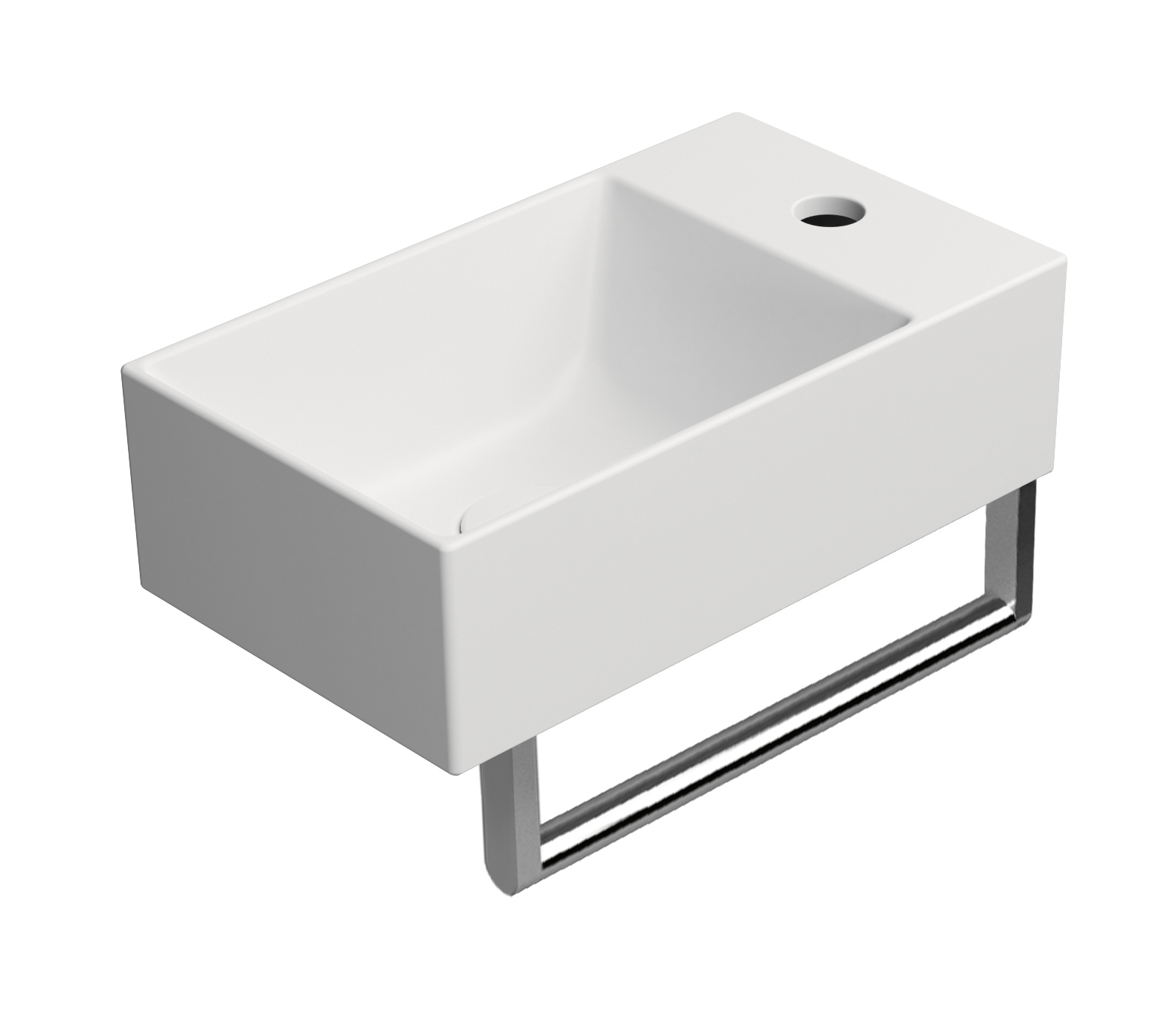 Раковина накладная/подвесная прямоугольная GSI KUBE X 9484109 400 мм х 230 мм, с отверстием под смеситель справа/слева, цвет Белый Матовый