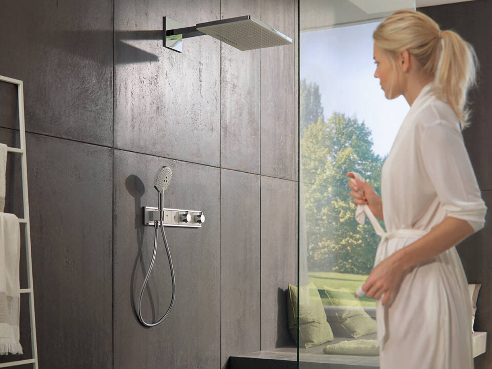 Термостат для душа Hansgrohe RainSelect 15380990 2 потребителя, цвет Полированное золото