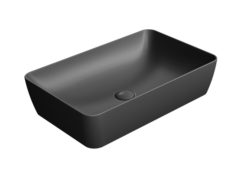 Раковина накладная GSI NUBES 903626 600 мм х 380 мм, без отверстия под смеситель, цвет Чёрный матовый Ardesia