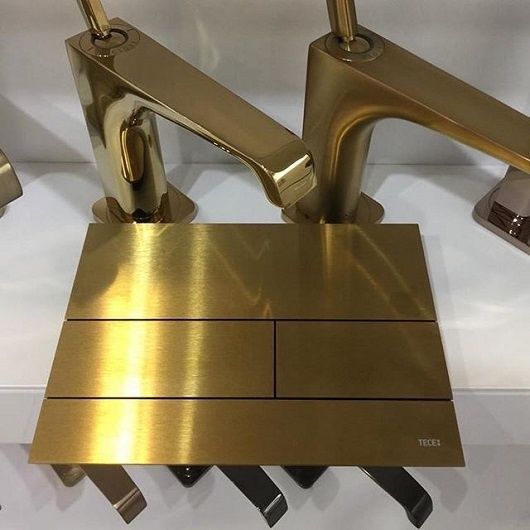 Панель смыва с двумя клавишами TECE TECEsquare II 9240838 Позолоченный сатин