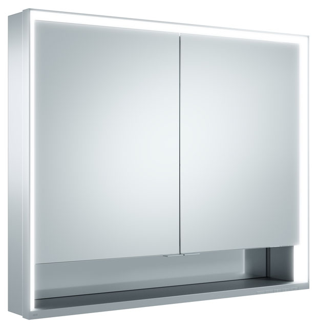 Зеркальный шкаф с подсветкой для настенного монтажа KEUCO Royal Lumos 14323 171301 130х900х735 мм, 2 дверцы, цвет Алюминий серебристый анодированный/Белый