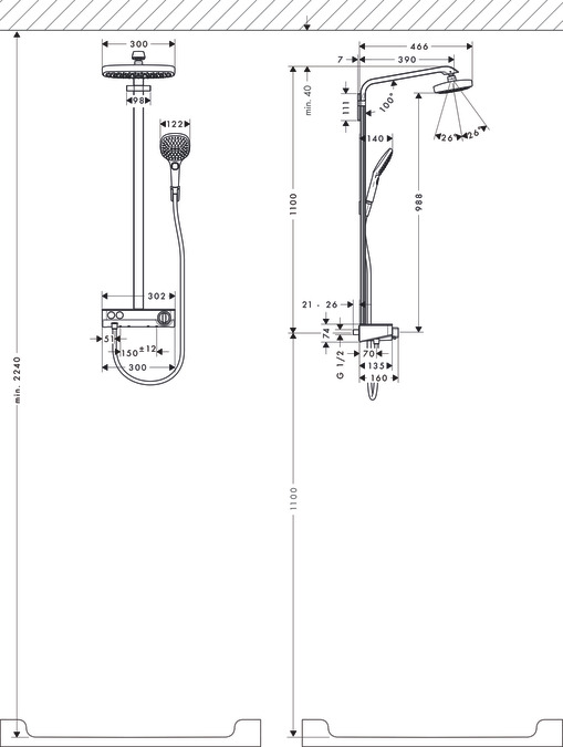 Душевой комплект Hansgrohe Raindance Select E 300 2jet 27126400 Showerpipe белый/хром