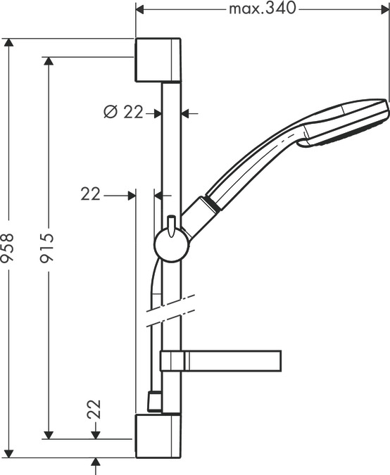 Душевой гарнитур Hansgrohe Croma 100 Vario Unica'C 27771000 с мыльницей хром