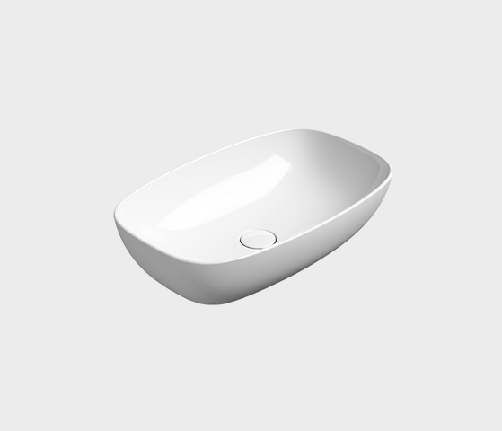 Раковина - чаша GSI NUBES 9783PVC11 600 мм х 380 мм, без отверстия под смеситель, без перелива, с донным клапаном, цвет Белый глянцевый