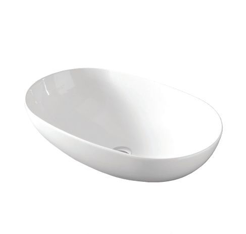 Раковина овальная накладная ARTCERAM LA CIOTOLA LCL002 01 00 700 мм х 440 мм, без отверстия под смеситель, без перелива, белый глянцевый