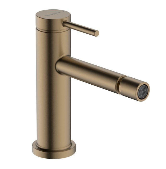 Однорычажный смеситель для биде Hansgrohe Tecturis S 73201140 со сливным гарнитуром, цвет Шлифованная бронза