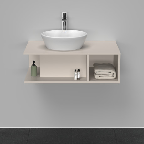 Тумба подвесная под раковину DURAVIT D-Neo DE492809191 800 мм х 550 мм, с консолью, с открытой полкой справа, серо-коричневый матовый