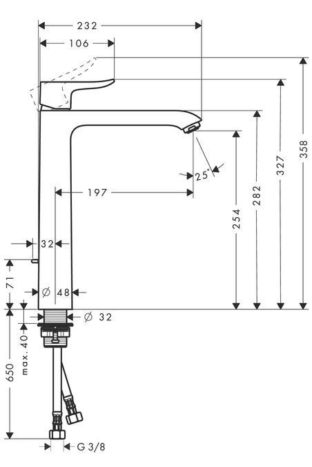 Смеситель для раковины высокий Hansgrohe Metris 31082000 Хром