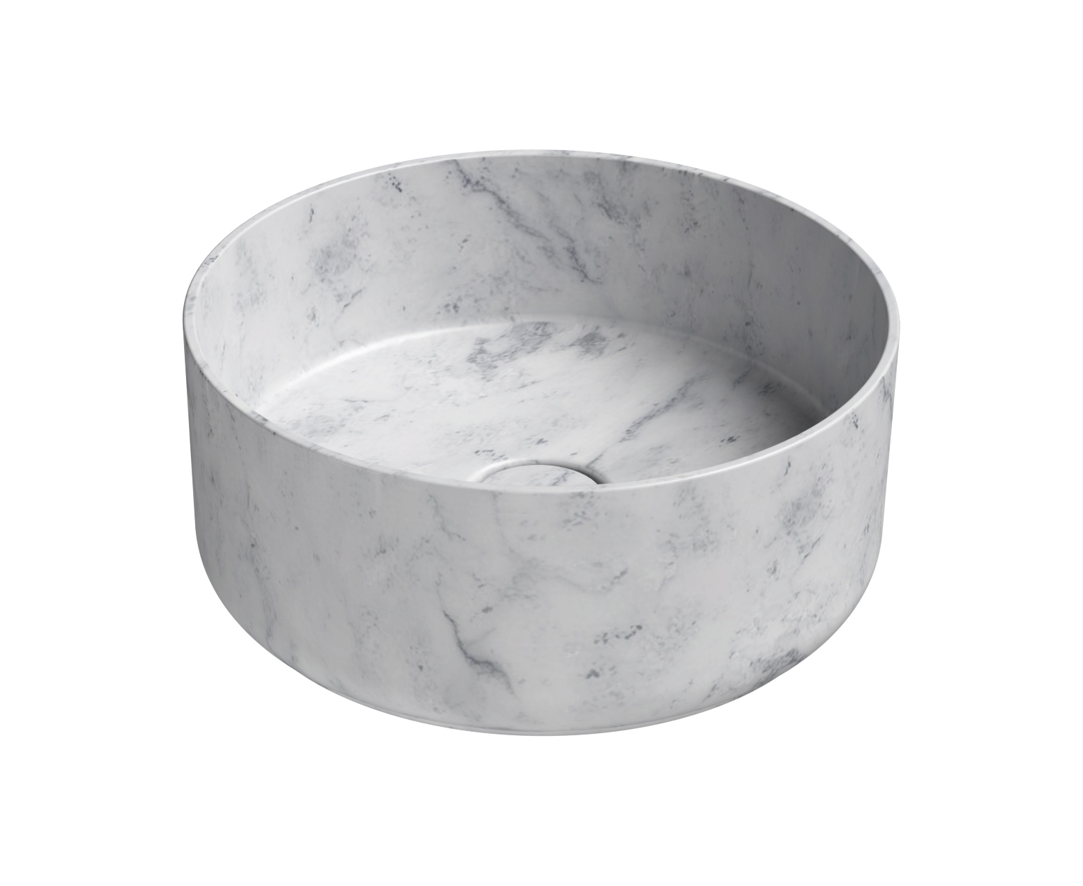 Раковина накладная круглая GSI AltaCeramica AC30135 400 х 400 мм, без отверстия под смеситель, цвет под белый мрамор Marbled white