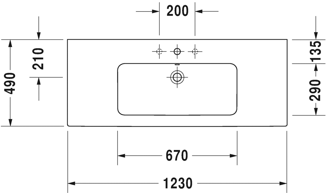 Раковина Duravit Me by Starck 2336120030 с 3 отверстиями под смеситель, с переливом, белая