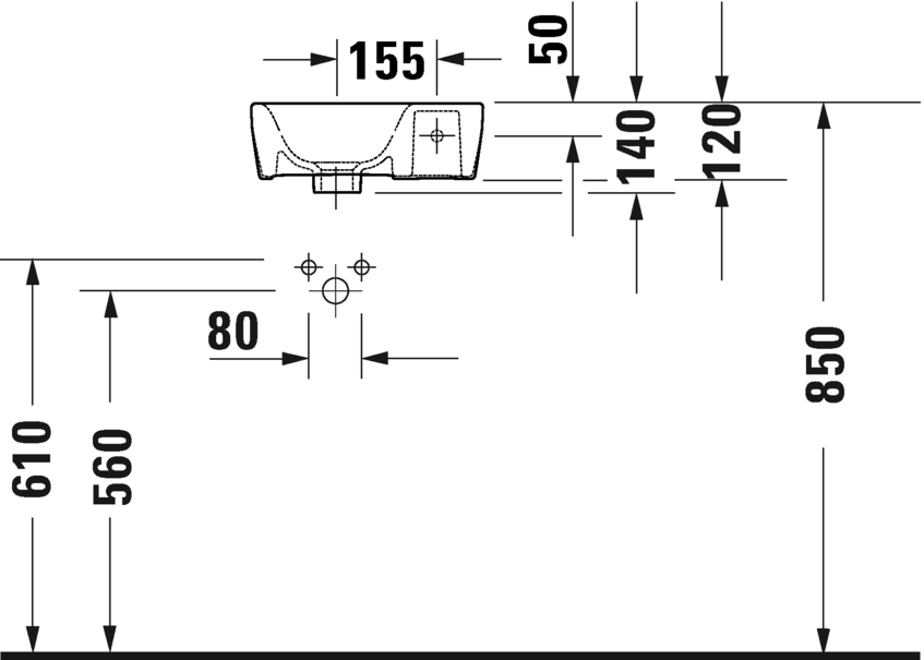 Раковина подвесная Duravit Durastyle  0713360000 36х22см