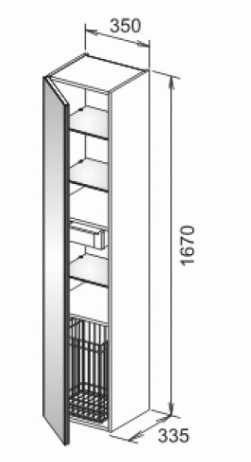 Высокий шкаф-пенал Keuco Royal Reflex  34031 140001 корпус матовый лак/фасад стекло трюфель