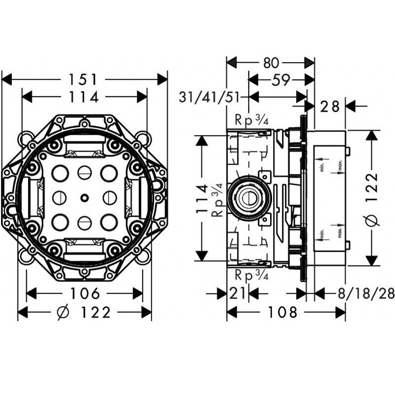 Скрытая часть Hansgrohe Ibox Universal 01800180