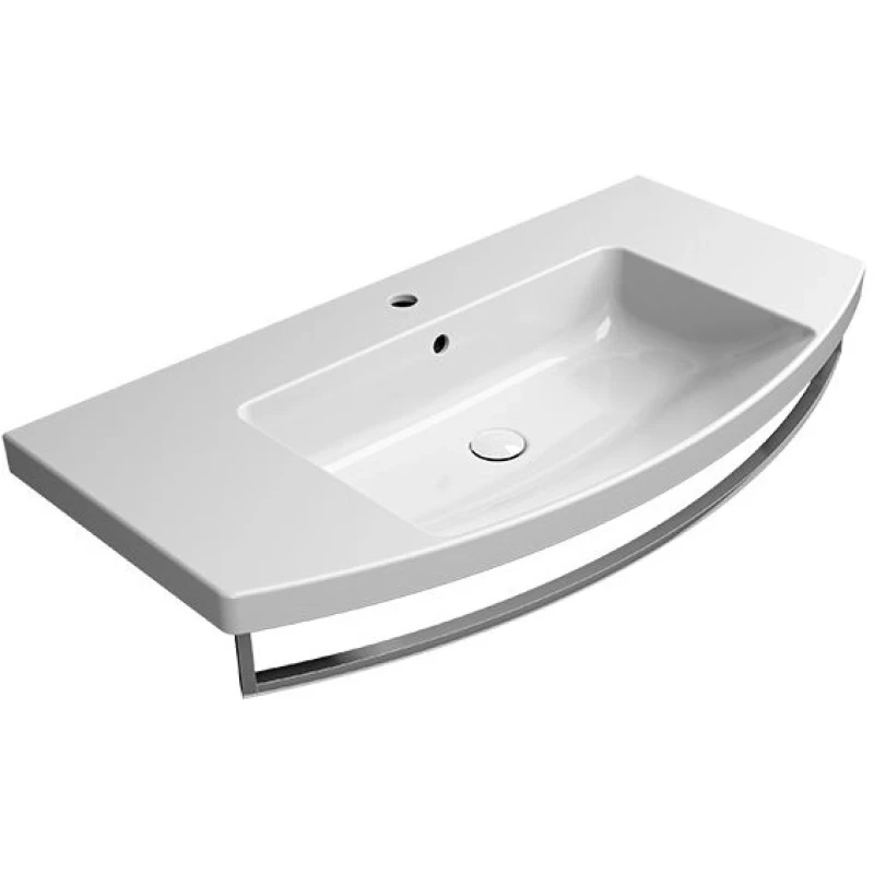 Раковина подвесная/встраиваемая GSI NORM 8643111 1000 мм х 520 мм, с 1 отверстием под смеситель, с переливом, белая глянцевая