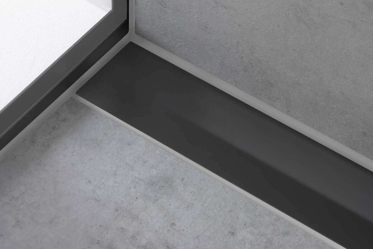 Внешняя часть линейного слива для укорачиваемого душа HANSGROHE RainDrain Flex 56053670 1000 мм, для пристенного монтажа, матовый чёрный