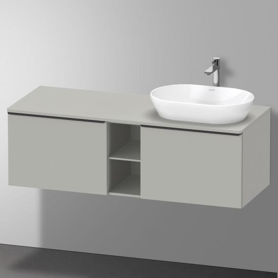 Тумба подвесная под раковину справа DURAVIT D-Neo DE4950R0707 1400 мм х 550 мм, с 2 выдвижными ящиками и открытой полкой, серо-коричневый матовый