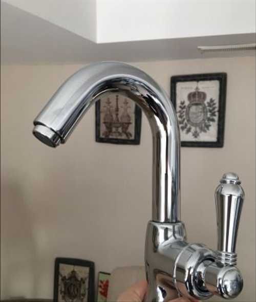 Смеситель однорычажный для раковины NICOLAZZI CINQUANTA 3454CR76C с донным клапаном, c переливом, хром/белый