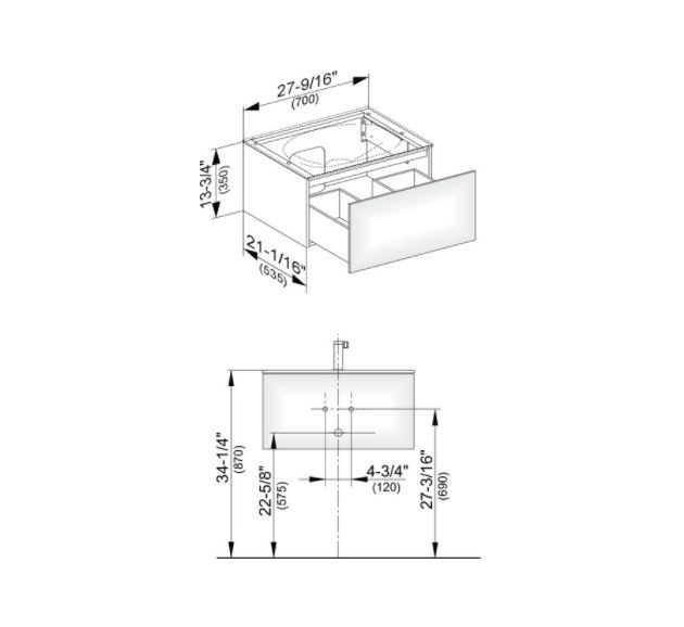 Тумба подвесная под раковину KEUCO EDITION 11 31341 180000 с одним выдвижным фронтом, корпус матовый лак/фасад глянцевое стекло, кашемир