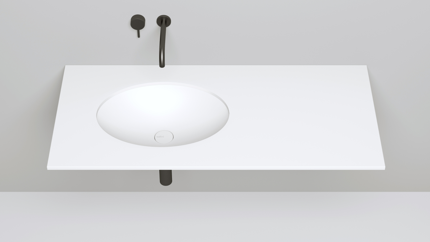 Раковина встраиваемая овальная SALINI MAREA 11 1802211M 550х400х135мм, S-Stone, без донного клапана, цвет Белый матовый