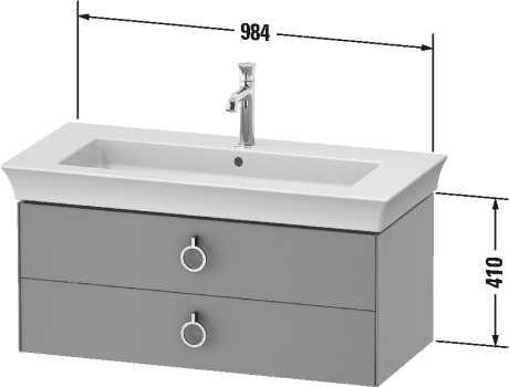 Тумба подвесная DURAVIT White Tulip WT43520H3H3 458 мм х 984 мм, с двумя выдвижными ящиками, с ручками, тёмно - серый глянцевый