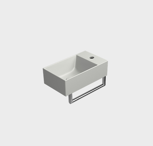 Раковина накладная/подвесная прямоугольная GSI KUBE X 9484117 400 мм х 230 мм, с отверстием под смеситель справа/слева, цвет Cenere Matte