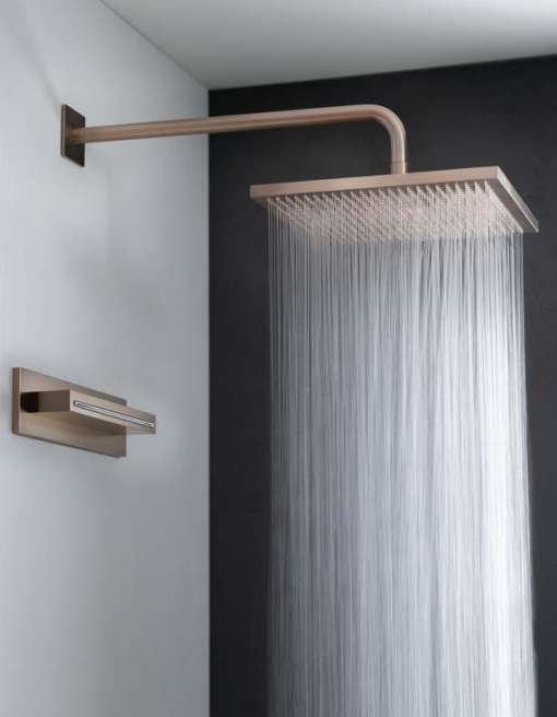 Держатель настенный для верхнего душа ALMAR Universal E021116.HB 420 мм, с квадратным отражателем, цвет Латунь брашированная