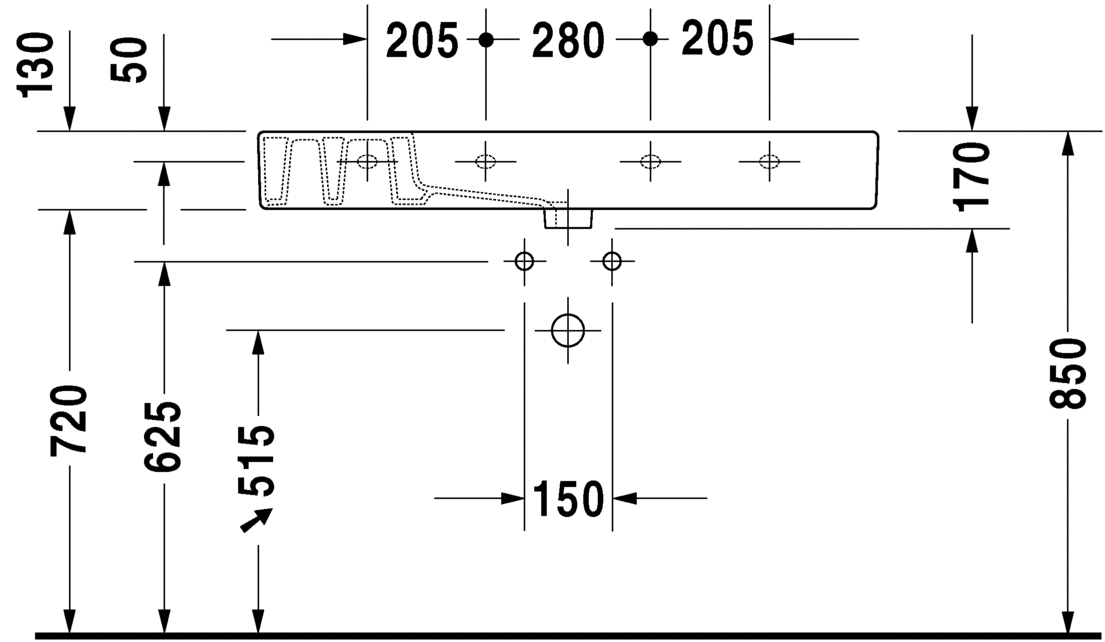 Раковина для мебели  Duravit Vero 0329100000 105х49 см