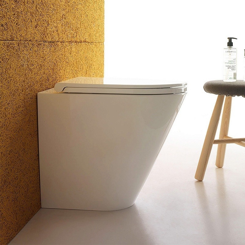 Унитаз напольный приставной укороченный GLOBO FORTY3 FO002BI 360 мм х 520 мм, c выпуском Vario, с креплением, белый глянцевый