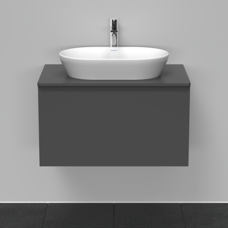 Тумба подвесная под раковину DURAVIT D-Neo DE494704949 800 мм х 550 мм, с консолью, с одним выдвижным ящиком, графит матовый