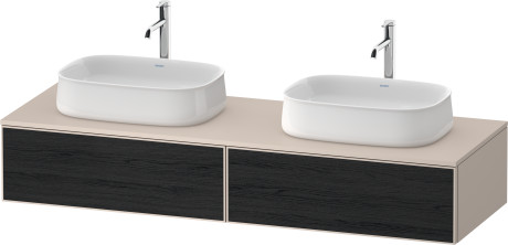 Тумба подвесная под две раковины DURAVIT ZENCHA ZE4815B16830000 550 мм х 1600 мм х 281 мм, с 2 выдвижными ящиками, чёрный дуб/серо-коричневый суперматовый