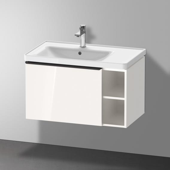 Тумба подвесная под раковину DURAVIT D-Neo DE425802222 784 мм х 452 мм, с выдвижным ящиком и открытой боковой полкой, белый глянцевый