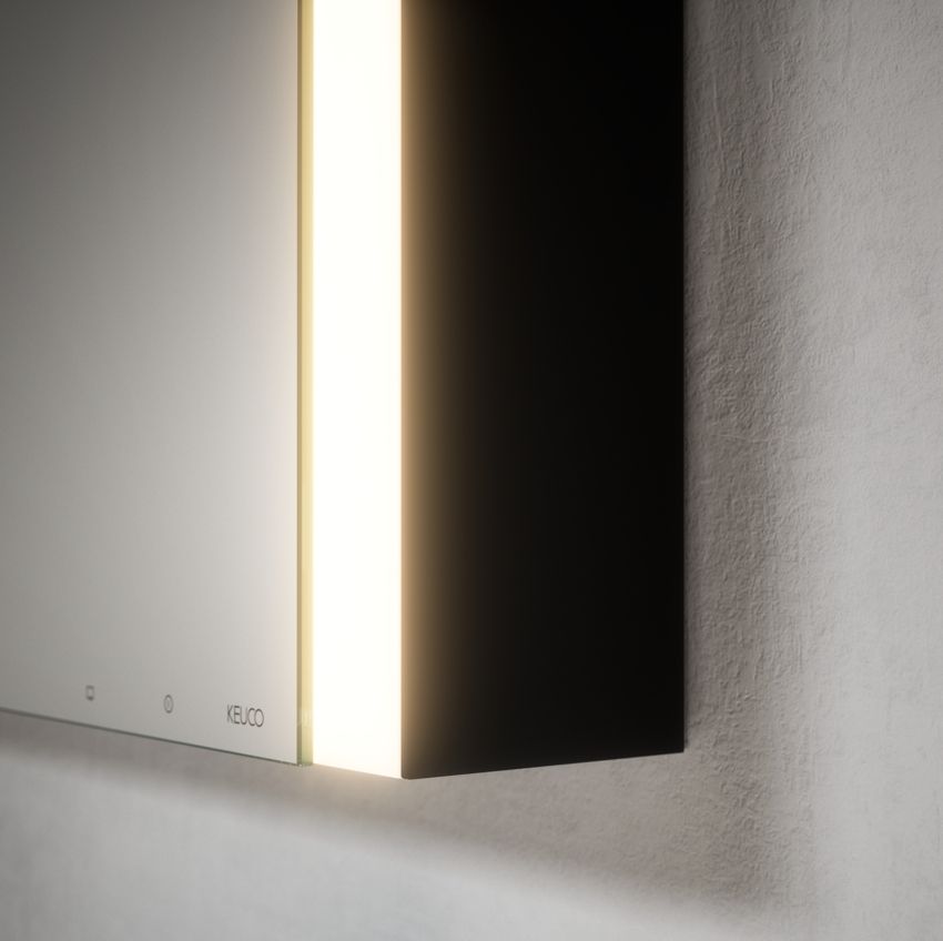 Левый зеркальный шкаф с подсветкой для настенного монтажа KEUCO Somaris 14501 371200 127 мм х 600 мм х 710 мм, с 1 поворотной дверцей, цвет корпуса Чёрный матовый