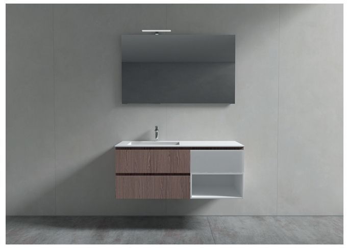 Тумба подвесная для раковины BMT Galaxy 937 106 HEF 01 294  700х486х500 мм, с 2 выдвижными ящиками, цвет Nespola/Metallic Titanium