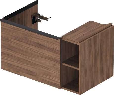 Тумба подвесная под раковину DURAVIT D-Neo DE425807979 784 мм х 452 мм, с выдвижным ящиком и открытой боковой полкой, орех натуральный
