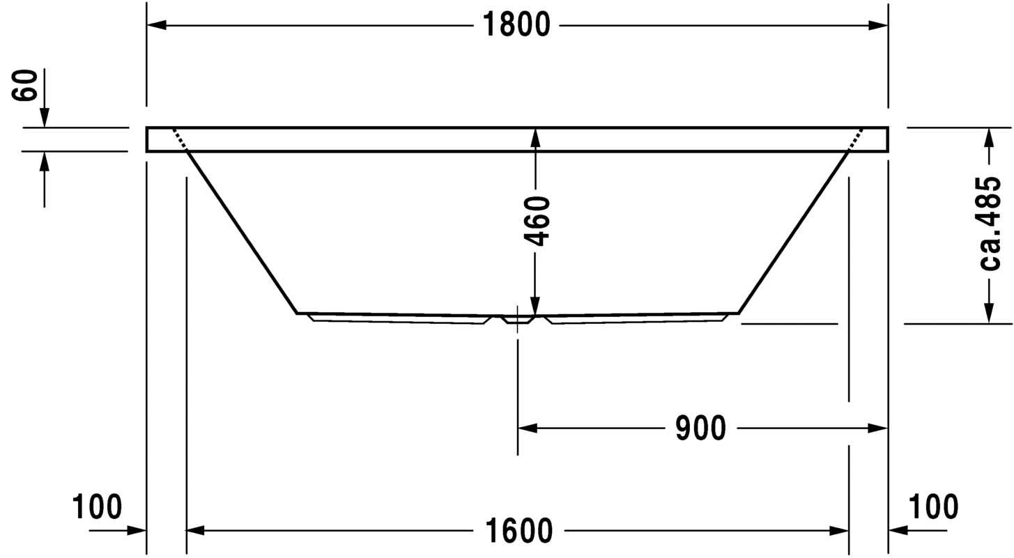 Акриловая ванна Duravit Starck 700052000000000 1800 х 900 c двумя наклонами для спины, с переливом, встраиваемая версия или версия с панелями, белая