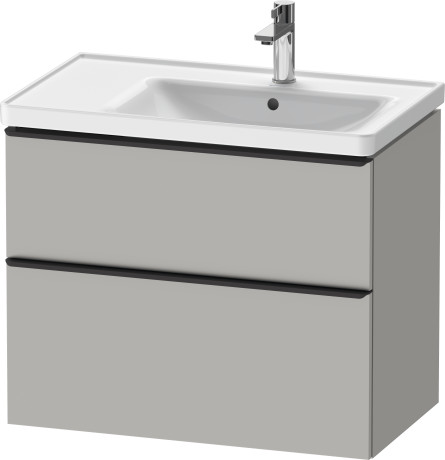 Тумба подвесная под раковину DURAVIT D-Neo DE435800707 784 мм х 452 мм, с выдвижным ящиком и выдвижным отделением, бетонно-серый матовый