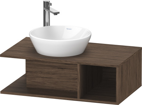 DURAVIT (D-Neo) Тумба подвесная 800 x 480 мм, с консолью, с открытой полкой справа, цвет орех темный