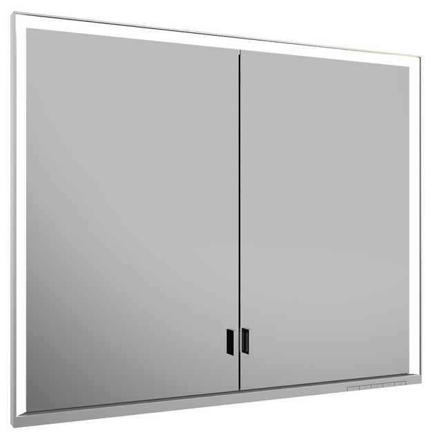 Зеркальный шкаф с подсветкой для встраиваемого монтажа KEUCO Royal Lumos 14313 172303 165х900х735 мм, 2 дверцы, DALI-управляемый, цвет Алюминий серебристый анодированный