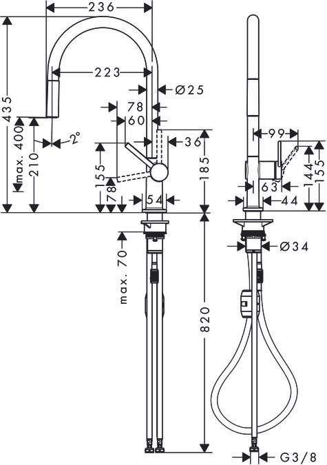 Кухонный смеситель однорычажный с вытяжным изливом Hansgrohe Talis M54 72802000 хром